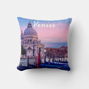 Grand Canal with gondolas and church in Venice Cushion