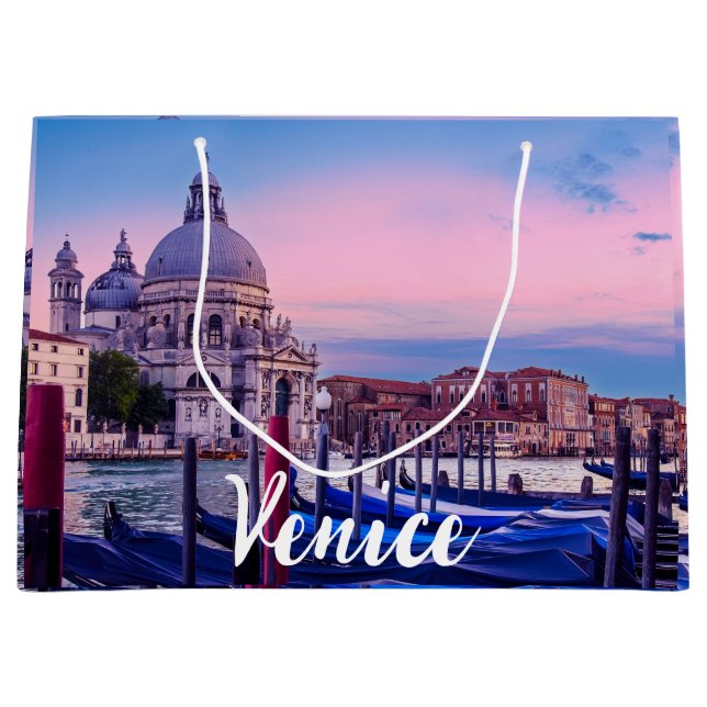 Grand Canal with gondolas and church in Venice Large Gift Bag (Front)