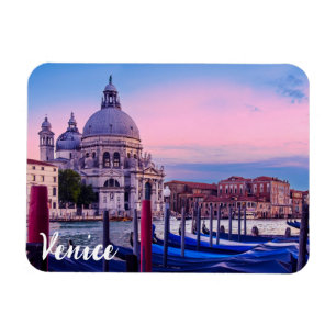 Grand Canal with gondolas and church in Venice Magnet