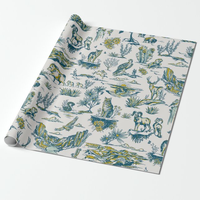 Grand Canyon Animals Wrapping Paper Birthday Gift (Unrolled)