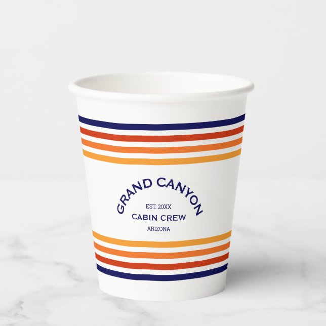Grand Canyon Cabin Club Custom Crest Park Stripe Paper Cups (Front)