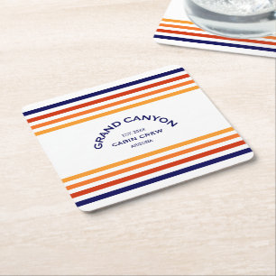 Grand Canyon Cabin Club Custom Crest Park Stripe Square Paper Coaster