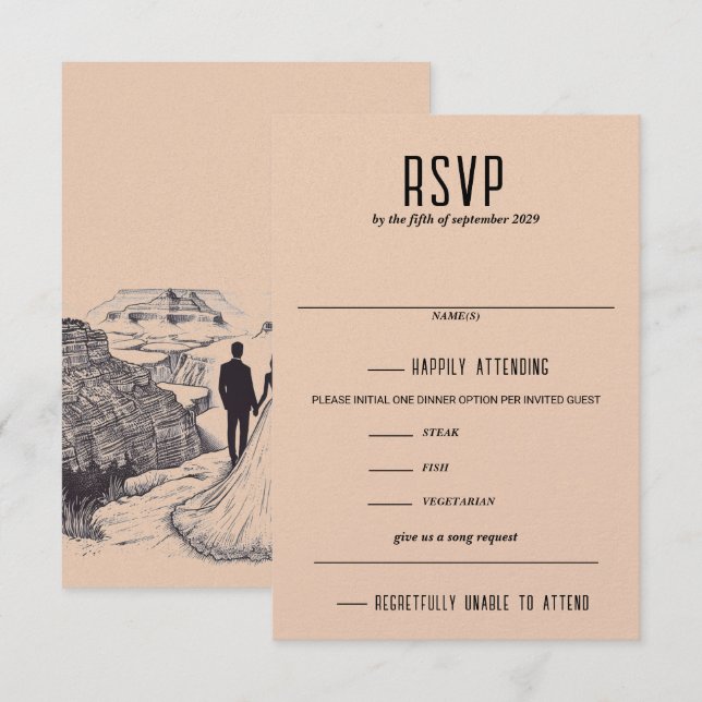 Grand Canyon Couple Food Choices and Song Request RSVP Card (Front/Back)
