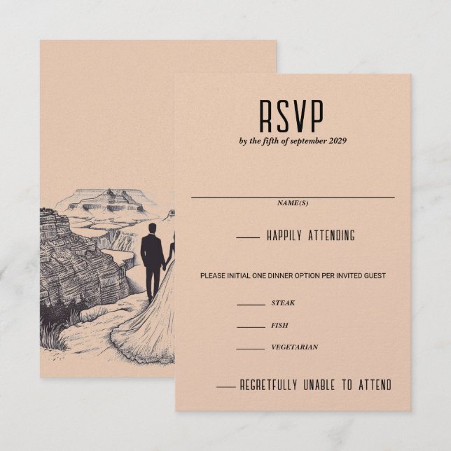Grand Canyon Couple Food Choices RSVP Card (Front/Back)