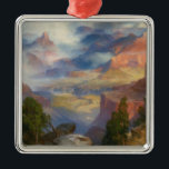 Grand Canyon in Mist (by Thomas Moran) Metal Tree Decoration<br><div class="desc">This design features a painting by the American artist Thomas Moran (1837–1926). It shows a view of the Grand Canyon in the US state of Arizona. The canyon, which was carved into the landscape by the Colorado River, is shrouded in mist and fog. There are some trees growing on some...</div>