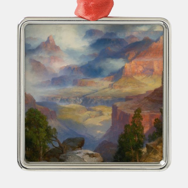 Grand Canyon in Mist (by Thomas Moran) Metal Tree Decoration (Front)
