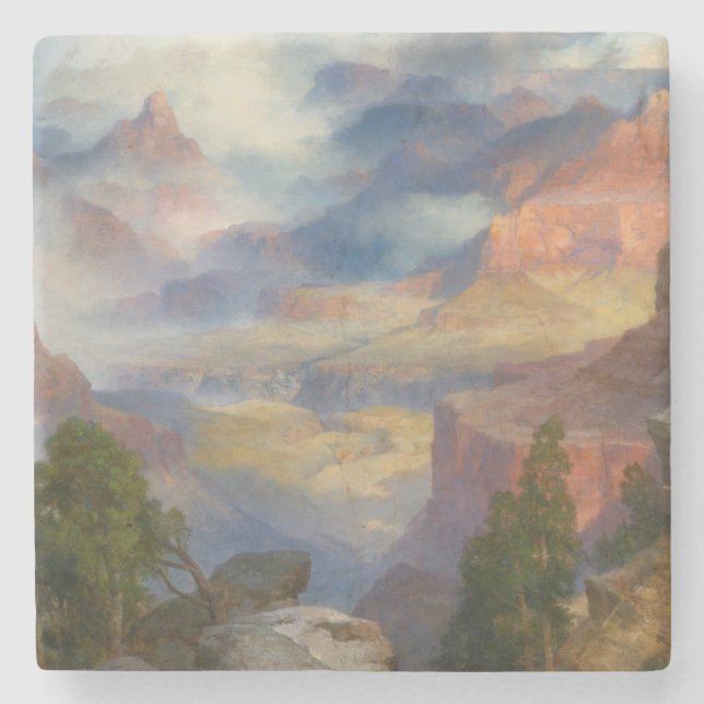 Grand Canyon in Mist (by Thomas Moran) Stone Coaster (Front)