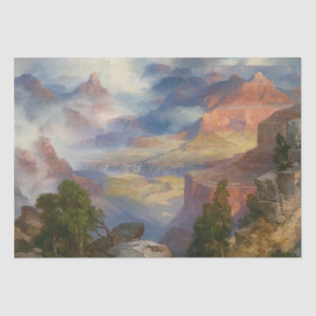 Grand Canyon in Mist (by Thomas Moran) Tissue Paper (Front)
