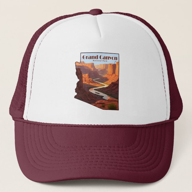 Grand Canyon National Park Arizona Map Trucker Hat (Front)