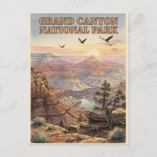 Grand Canyon National Park Arizona Watercolor Postcard