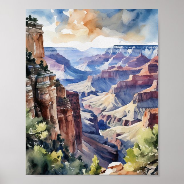 Grand Canyon National Park Arizona Watercolor Poster (Front)