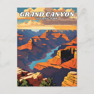 Grand Canyon National Park illustration retro Clas Postcard