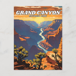 Grand Canyon National Park illustration retro Postcard
