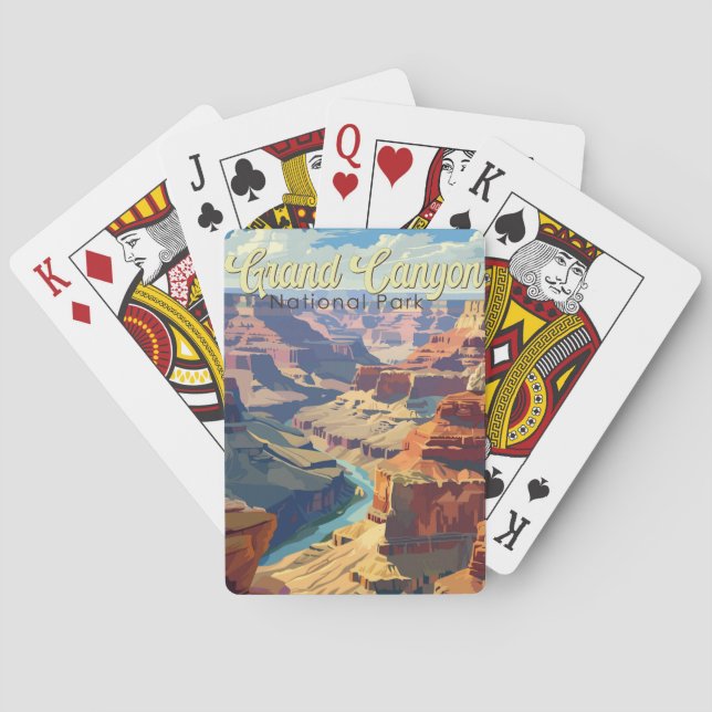 Grand Canyon National Park Illustration Travel Art Playing Cards (Back)
