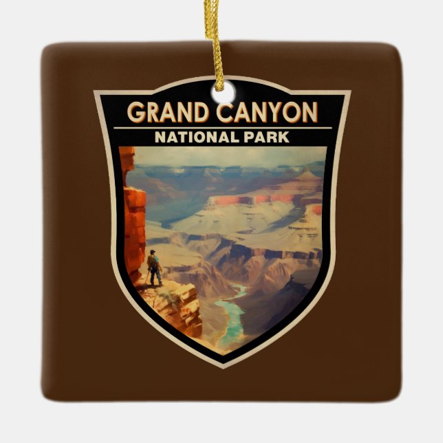Grand Canyon National Park Oil Painting Art Travel Ceramic Ornament (Front)