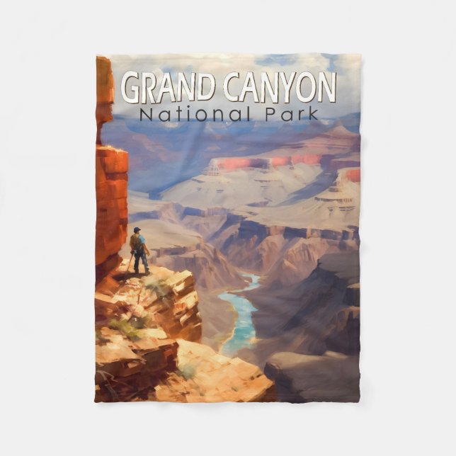 Grand Canyon National Park Oil Painting Art Travel Fleece Blanket (Front)