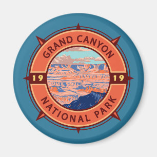 Grand Canyon National Park Retro Compass Emblem Magnet