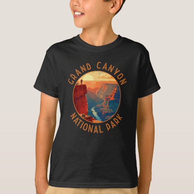 Grand Canyon National Park Retro Distressed Circle T-Shirt (Front)