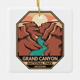 Grand Canyon National Park Retro Emblem Ceramic Ornament