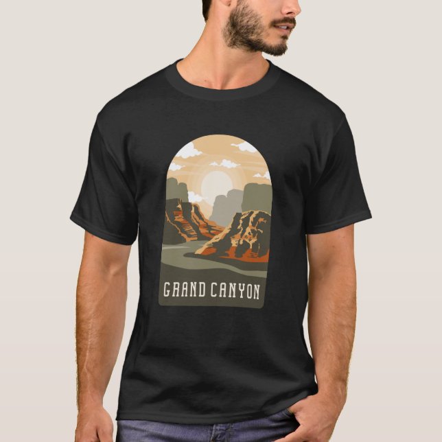 Grand Canyon National Park Skyline Silhouette Outl T-Shirt (Front)