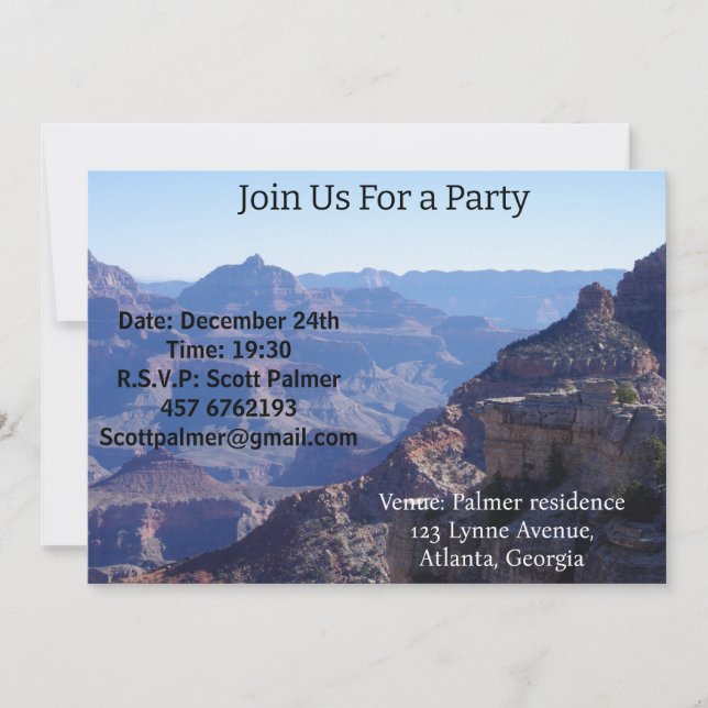 Grand Canyon National Park, South Rim       Invitation (Front)