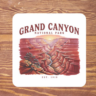Grand Canyon National Park Sunset Vintage Travel Square Sticker