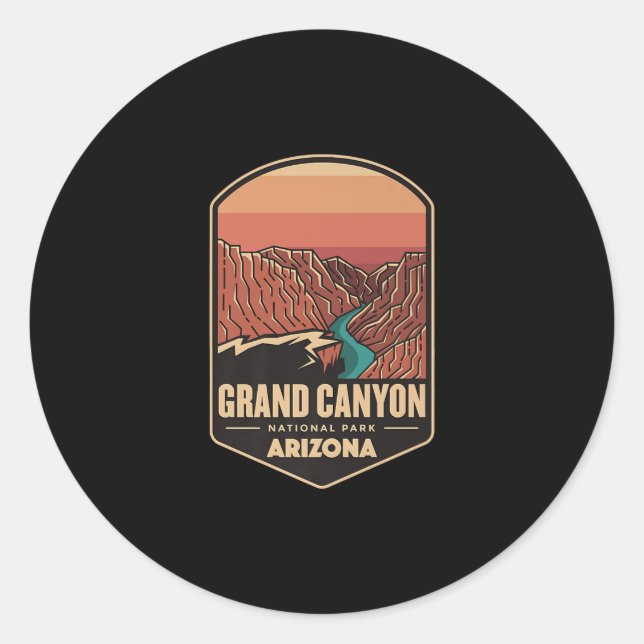 Grand Canyon National Park Travel Hiking Logo Classic Round Sticker (Front)