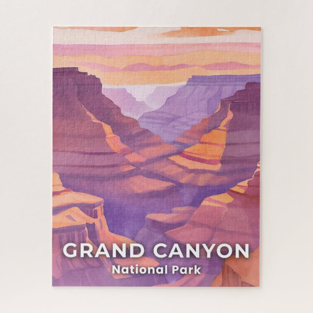 Grand Canyon National Park Watercolor Travel Art Jigsaw Puzzle (Vertical)