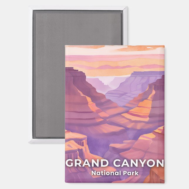 Grand Canyon National Park Watercolor Travel Art Magnet (Front/Back)