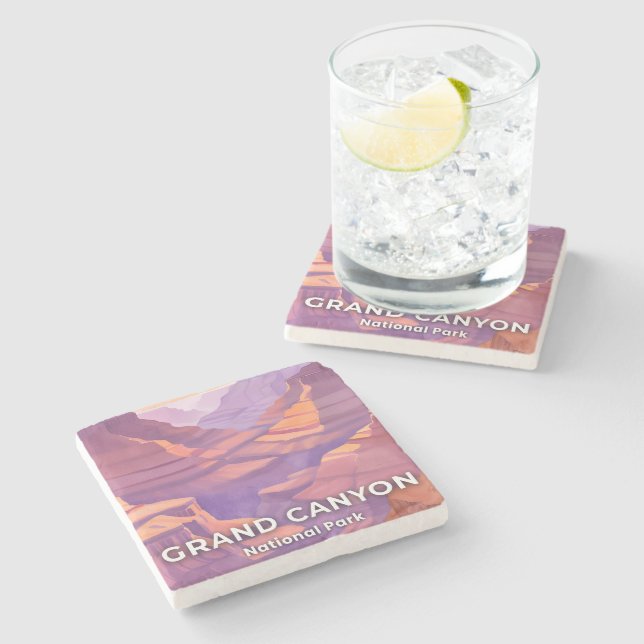 Grand Canyon National Park Watercolor Travel Art Stone Coaster (Side)