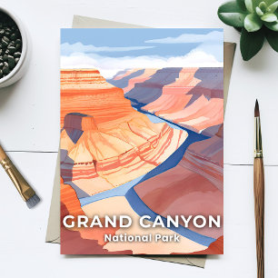 Grand Canyon National Park Watercolor Travel Postcard