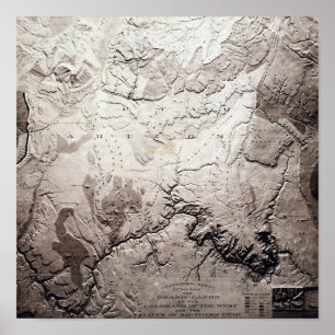 Grand Canyon of Colorado and UtahPanoramic Map Poster