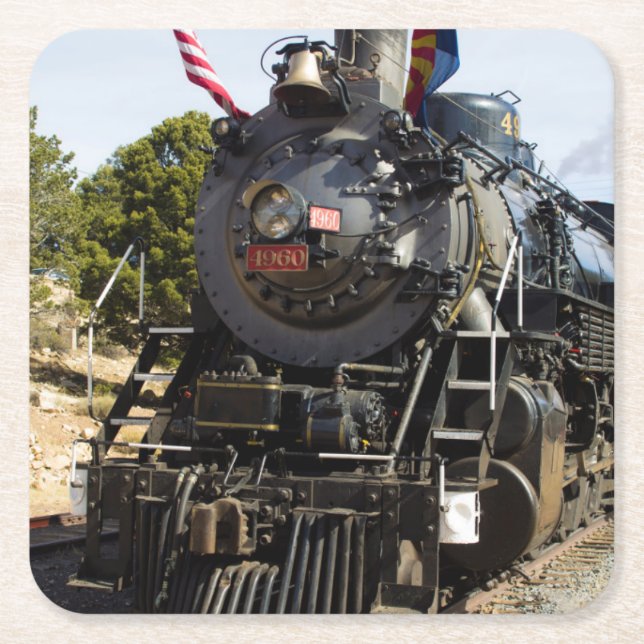 Grand Canyon Railway steam engine 4960 Square Paper Coaster (Front)