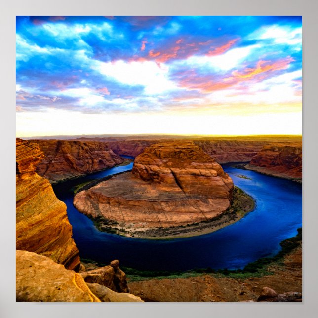 Grand Canyon Red Rocks and Blue Water Beautiful Poster (Front)