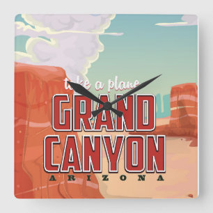 Grand Canyon vintage travel poster Square Wall Clock