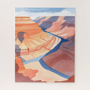 Grand Canyon Watercolor Landscape Painting Jigsaw Puzzle
