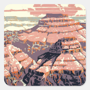 Grand Canyon Western Graphic Art American Square Sticker