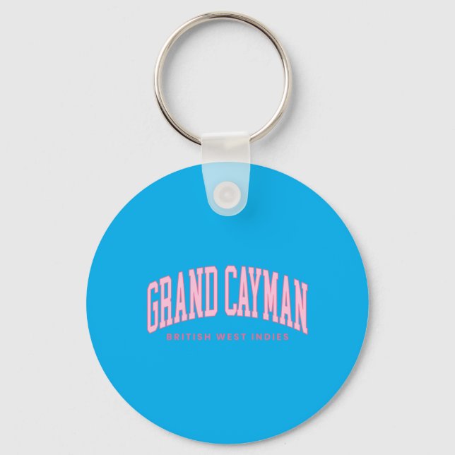 Grand Cayman Islands Summer Retro Preppy Throwback Key Ring (Front)