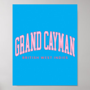 Grand Cayman Islands Summer Retro Preppy Throwback Poster