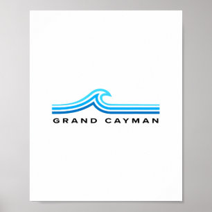 Grand Cayman Islands Waves Vintage Mens Womens Boy Poster