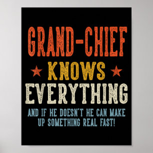 Grand-chief knows everything father's day retro poster