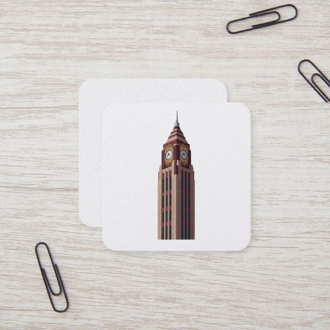  Grand Clock Tower: Art Deco Timekeeper Sticker Square Business Card (Front/Back In Situ)