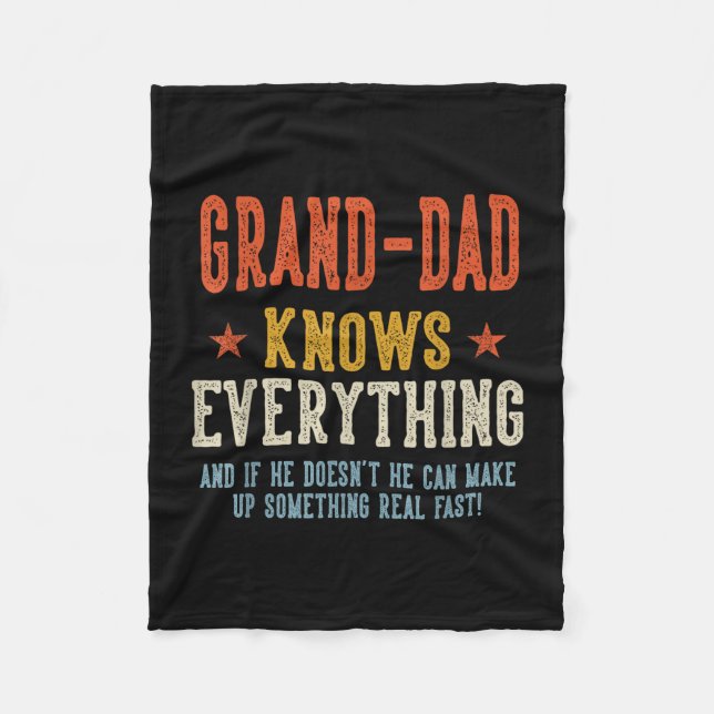 Grand-dad knows everything father's day retro fleece blanket (Front)