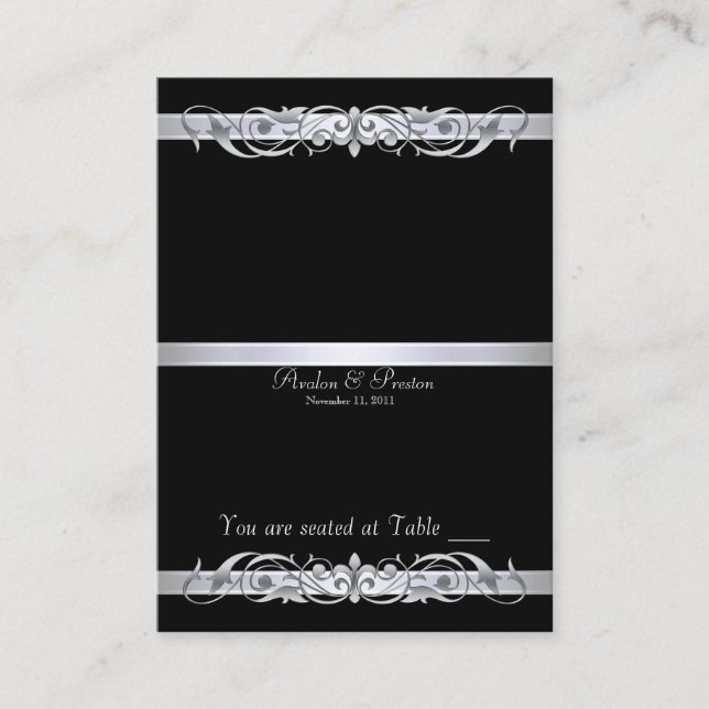 Grand Duchess Black Folding Table Placecard (Front)