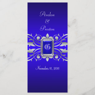 Grand Duchess Blue Scroll Teal Wedding Program Programme