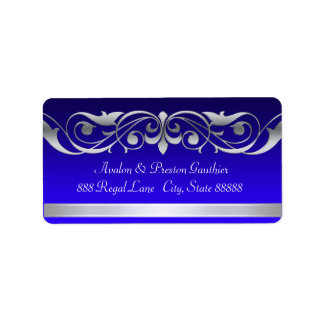 Grand Duchess Blue Silver Scroll Address Labels