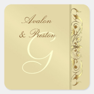 Grand Duchess Faux Gold Scroll Monogram Sticker