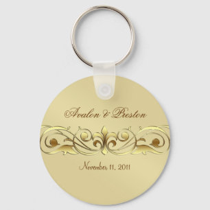 Grand Duchess Gold Metal Scroll Keychain