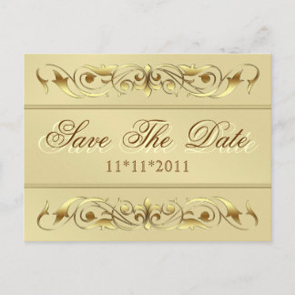 Grand Duchess Gold Scroll Save The Date Postcard