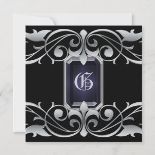 Grand Duchess Onyx Jewel Silver Regency Invitation